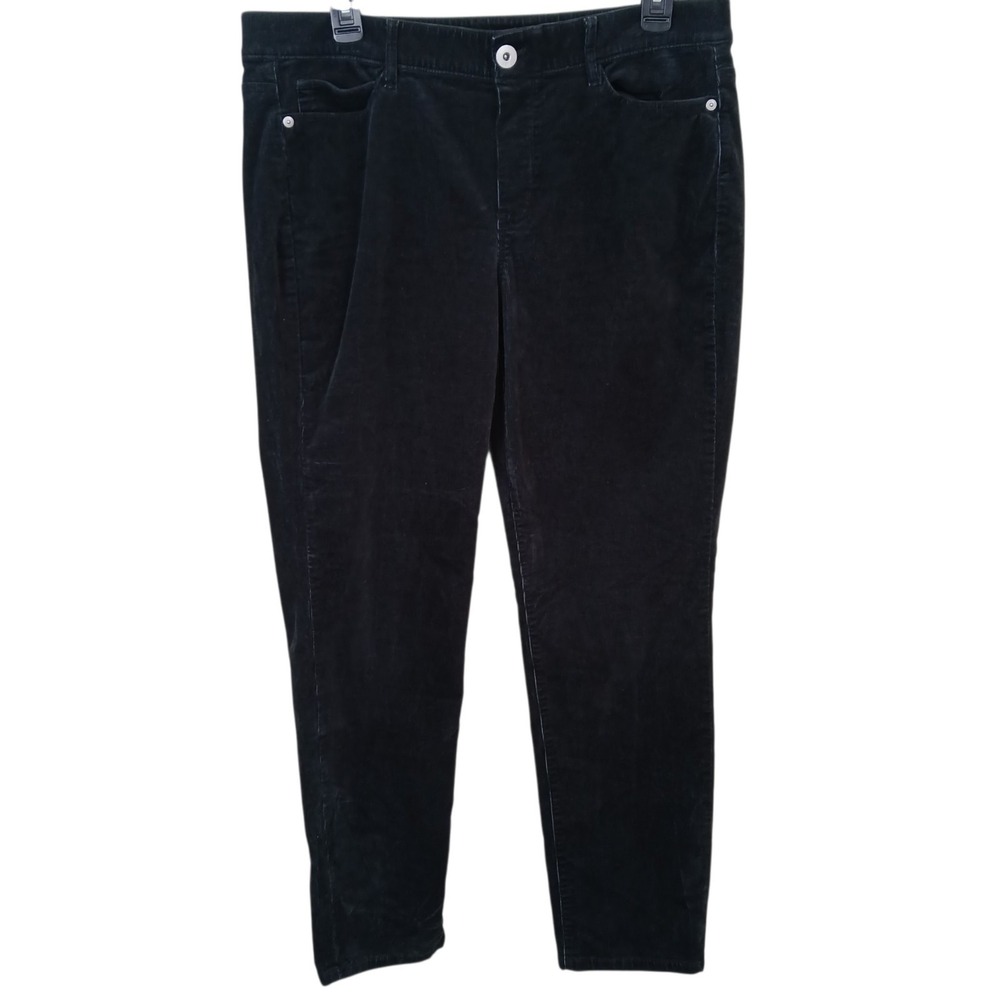 J Jill Black Corduroy Pants Medium Waist 34" Inseam 28" Mid Rise Cotton